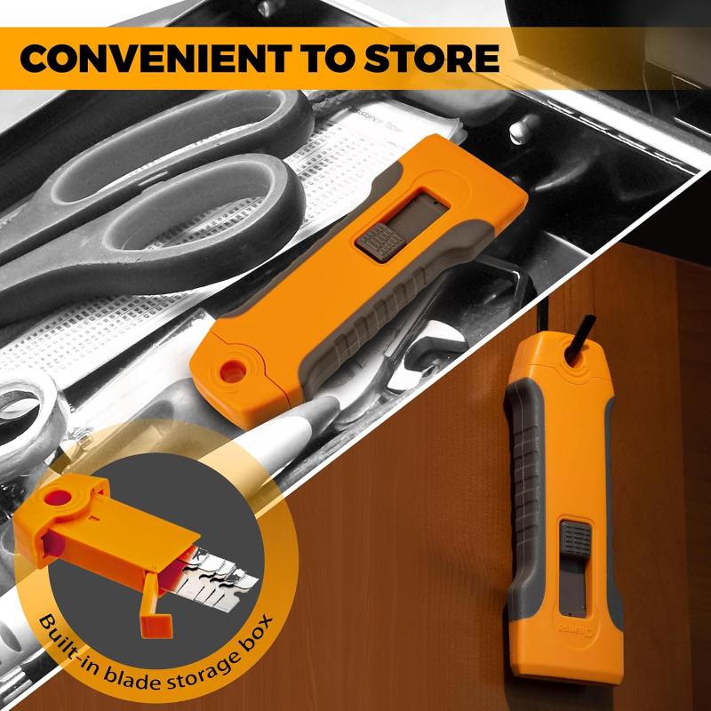 Herramienta de Limpieza Multifuncional con 10 Cabezales Intercambiables; Diseño de Empuñadura Naranja Ideal para Raspar Pintura, Construcción Antideslizante Perfecta para Eliminar Grasa de Cocina, Residuos de Comida y Limpiar Juntas de Azulejos. Incluye Cuchillas Reemplazables, Convirtiéndola en un