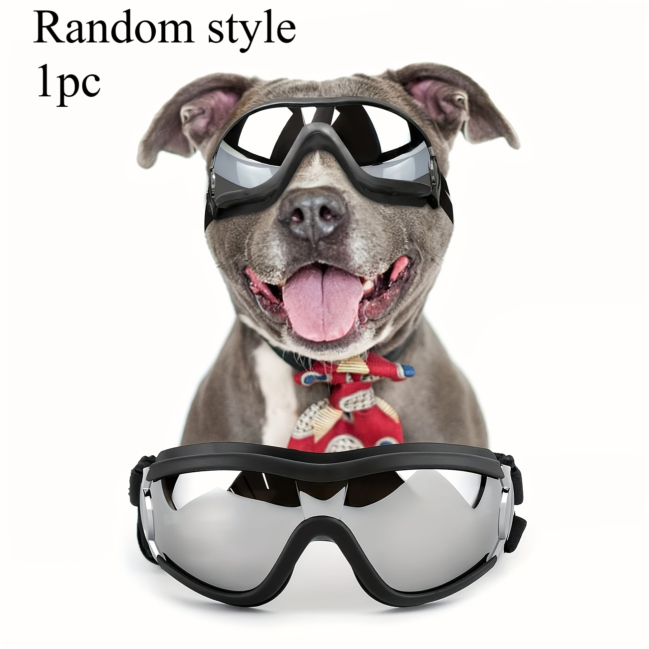 TEMU 1pc Size: M, 7.28inch*3.15inch Dog Fashion Glasses, , Fashionable Windproof And Dustproof Outdoor Dog Glasses, Adjustable Design, Random Style