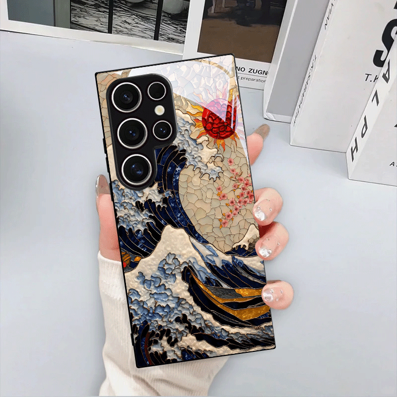 TEMU Phone Case - Wave Glass Tempered Phone Case For S26 Ultra, S26 Plus, S26, S25 Fe, S25 Ultra, S25 Plus, S25 , S24, S23, A Stylish And Fashionable