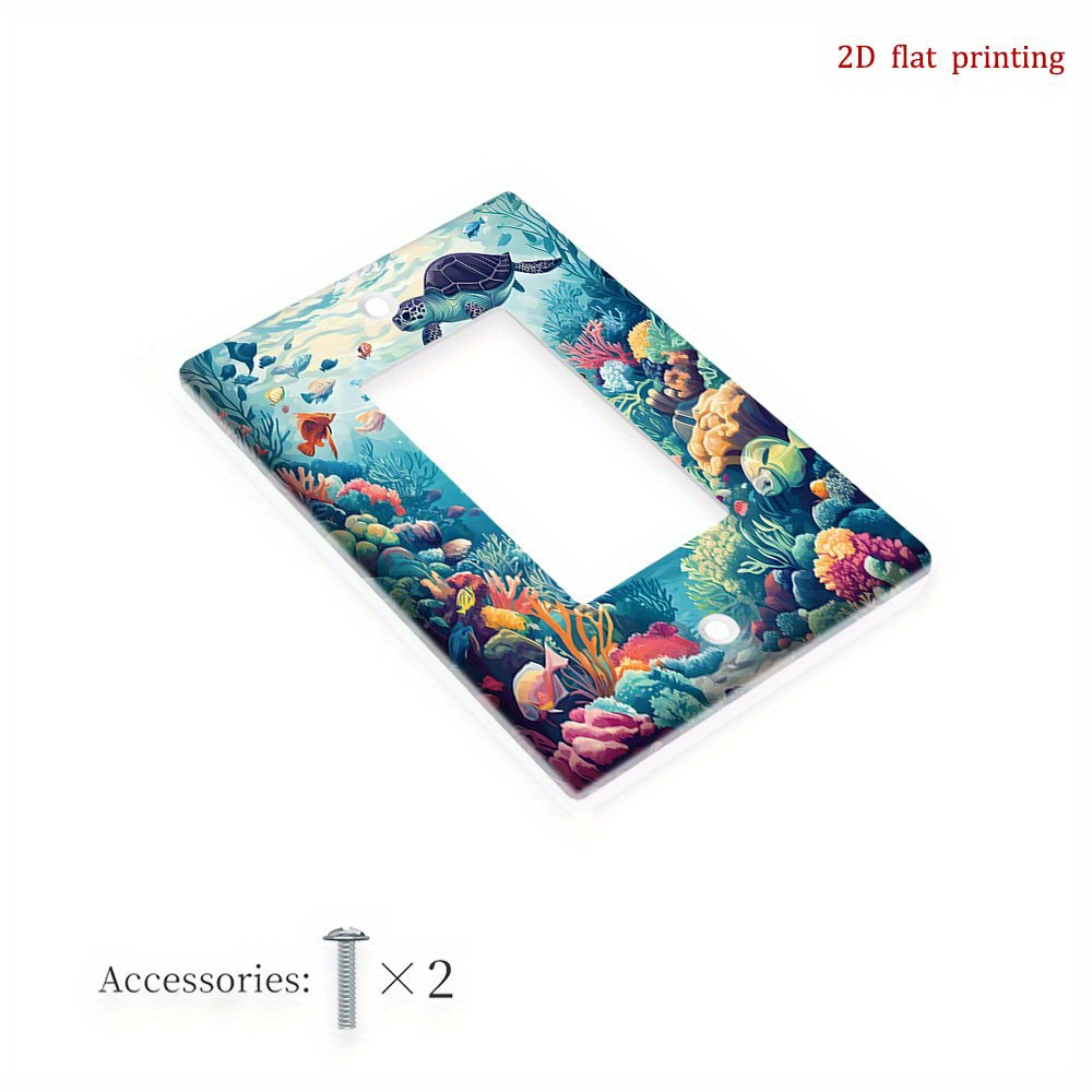 TEMU 1pc Ocean Theme Turtle Wall Plate Cover - 2d Flat Printed Vibrant Underwater Scene Light Switch Cover, Decorative For Room, Bedroom, Bathroom