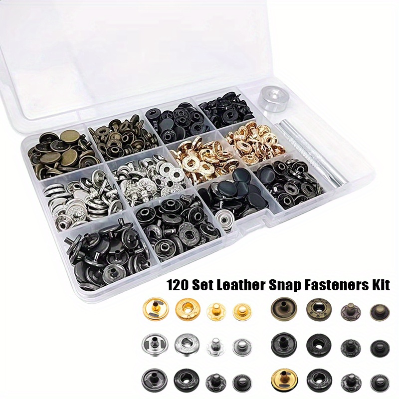 

120 Sets Metal Snap Buttons, Leather Snap Fasteners Kit With 5 Pieces Fixing Tools, 12 Colors Craft Snaps For Clothes, Windbreaker, Shirts, Jacket, Backpacks, Wallet, Bags