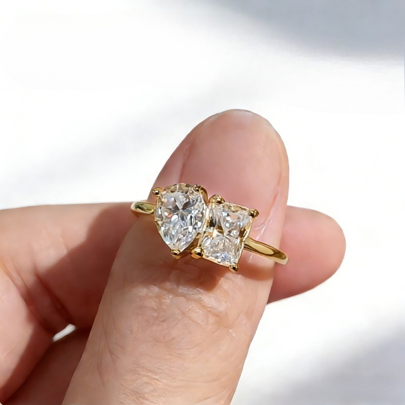 Women's 2 Carat Moissanite Double Stone Wedding Eternity Ring