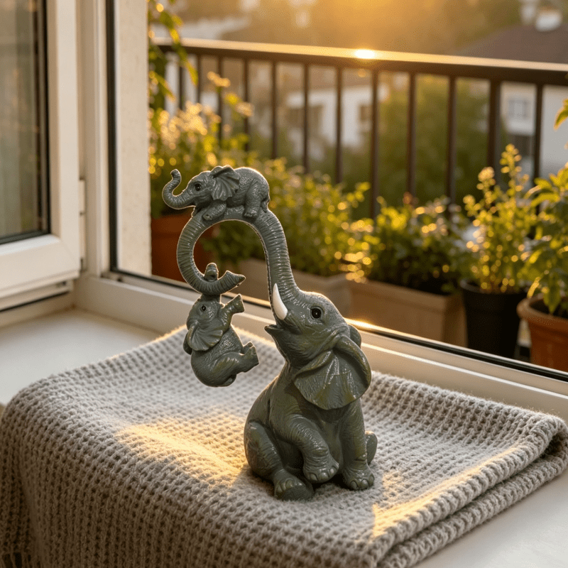TEMU 1pc Mother-child Elephant Sculpture, A Collectible Figure, A Resin Handicraft For Home And Room Decoration, A Gift For Elephant Lovers, For Home