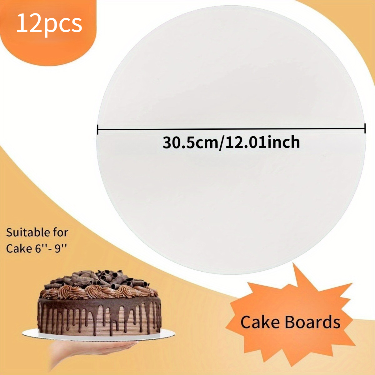 Image of 12pcs Cake Boards Reusable Round Cake Board 12 Inch Cake Board For Wedding Birthday Party, Cakes And