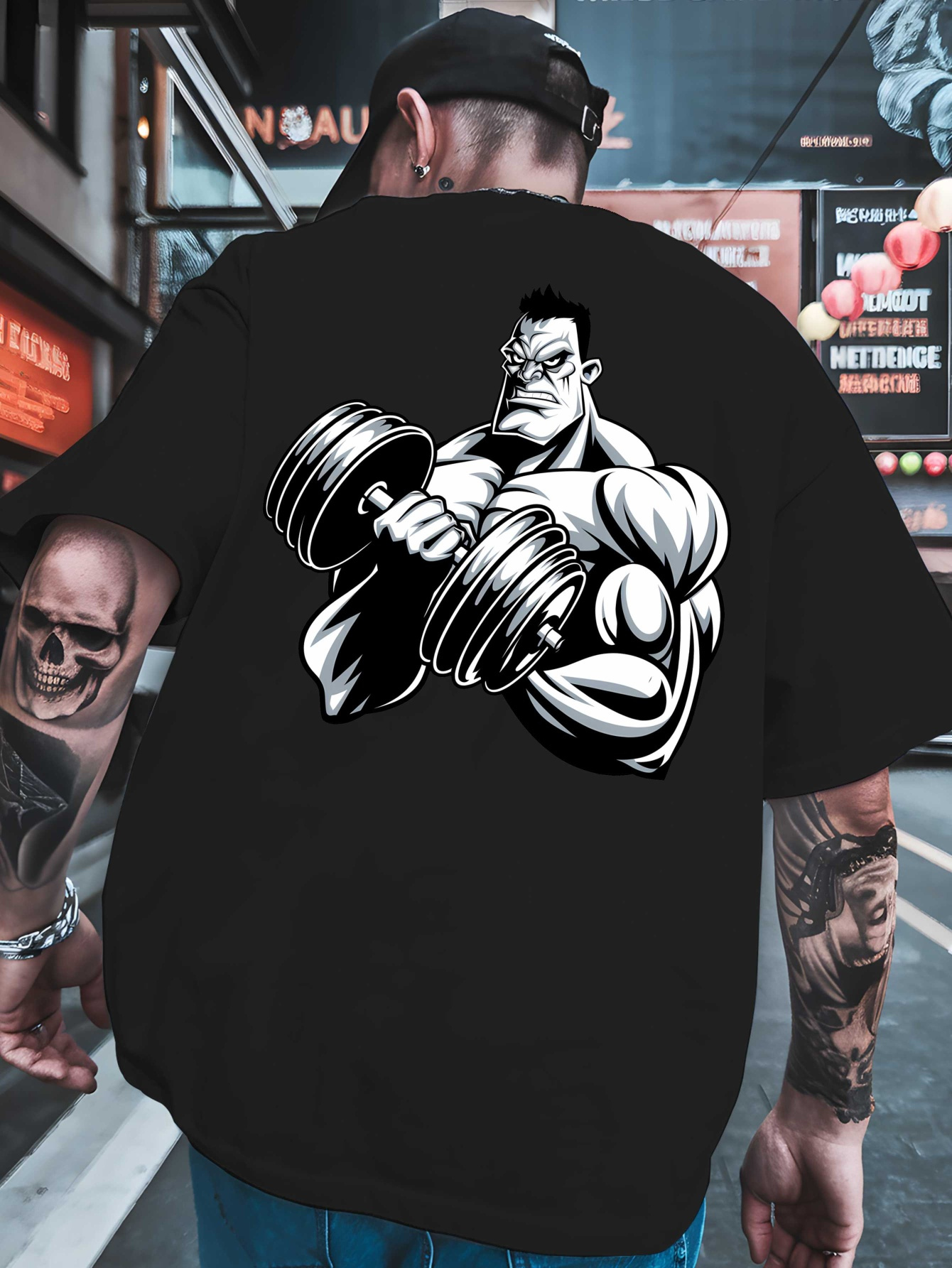 plus size t shirt muscle man graphic black Temu Mauritius