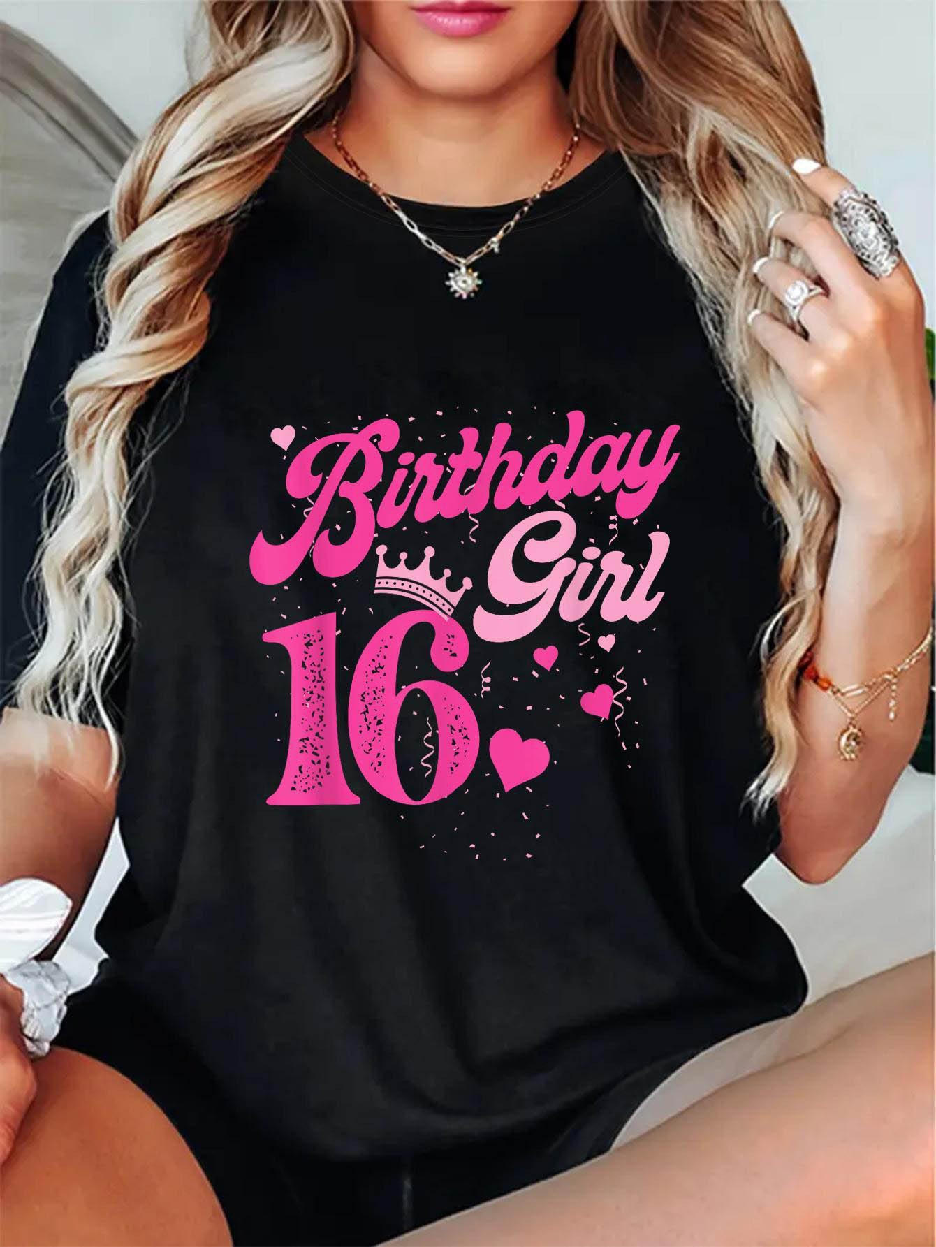 womens 16 bir day number 16 print t sweet 16 Temu Oman