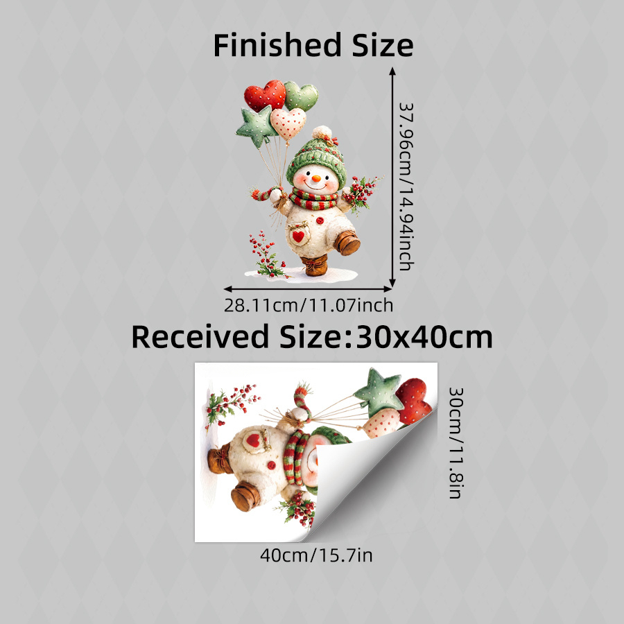 TEMU 1pc Christmas Snowman Window Cling, Cute Snowman Holding Balloon Scarf, Double-sided Static Window Decal, For Room, Kitchen Glass Window Decor