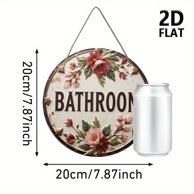 TEMU Plaque Murale Ronde 2D Plate en Bois de Récupération - Motif sur Fond Blanc, Convient pour Salle de Bain, Entrée - Plaque Suspendue Rustique