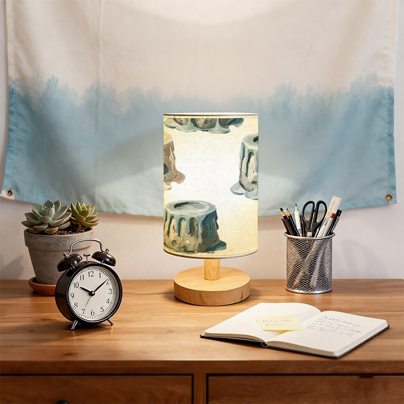 Creative Stump Pattern Table Lamp with Unique Blue Drip Design