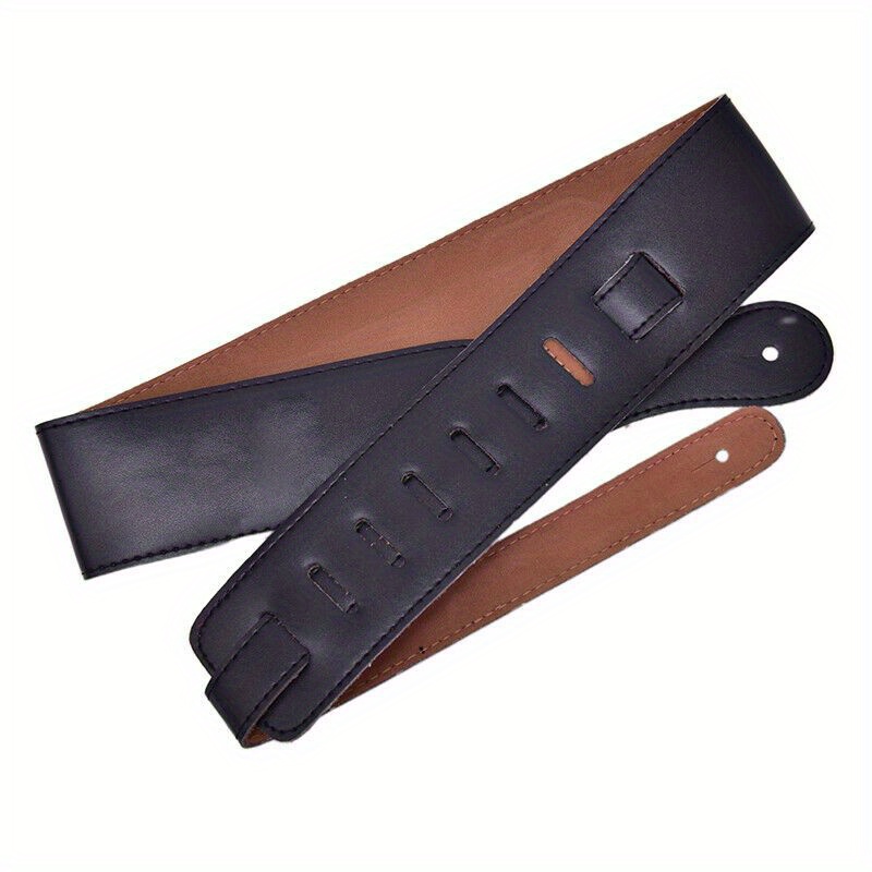 TEMU 1pc Of Adjustable Thick Brown Leather Guitar Strap Suitable For Electric And Acoustic Guitars