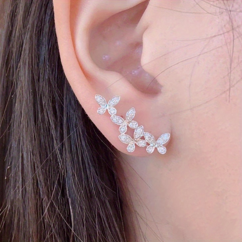 TEMU Eleganti e uniche orecchini a con incastonatura di zirconia per donne, ideali per vacanze , matrimoni, feste esprimere la creativit�