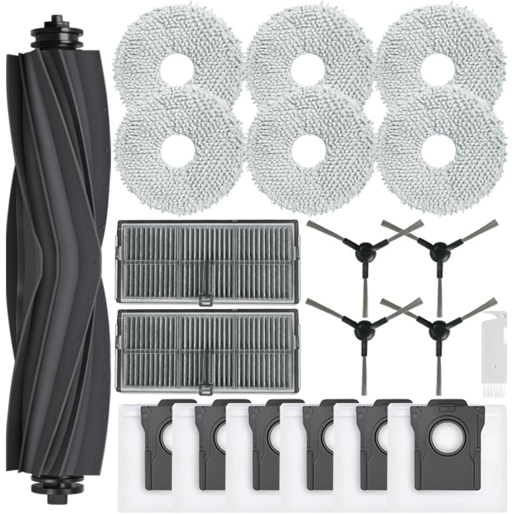 19pcs Accessory Kit Steam Carpet Cleaner Additions For L10s Pro /l10s 2/l40 Ultra Ae/x30 Ultra/ E30 Ultra Robot Vacuum Includes Roller Brush, Dust Bag, Drag Net Pad, Filter, Side Brush