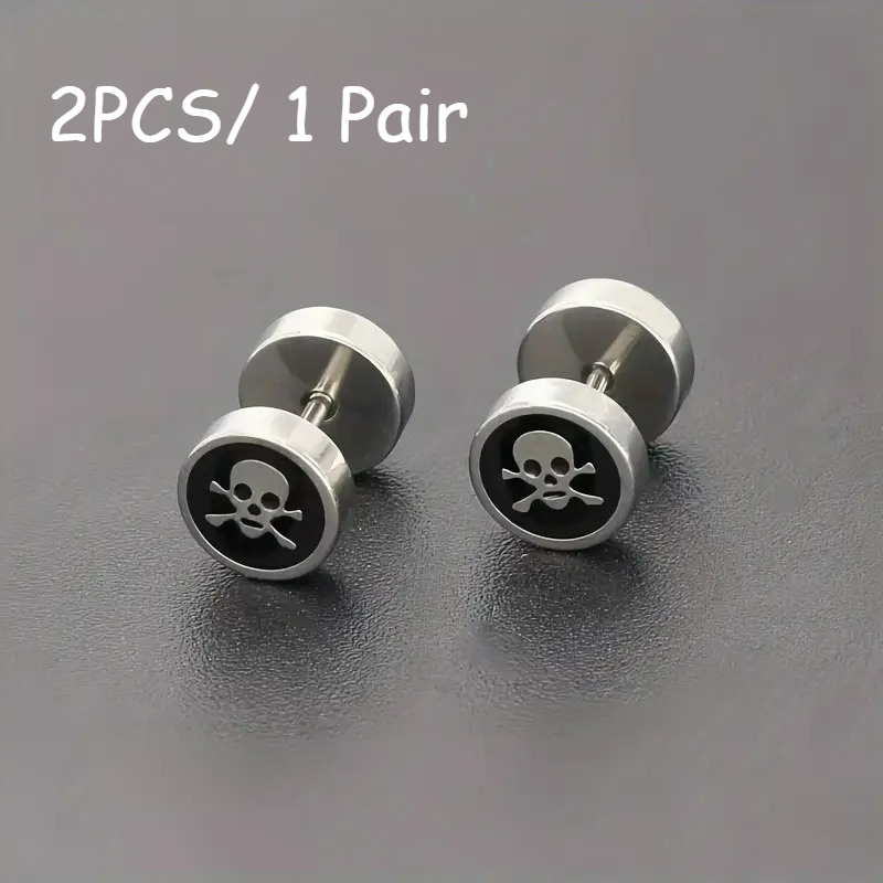 E-shop 2 Stk./1 Stück Totenkopf Gothic 316 Edelstahl Ohrringe, Halloween Mode Ohrringe, Feiertags Mode Geschenke, Ohne Batterie