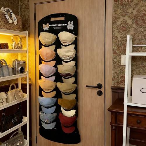 wall mounted door hanging hat rack with 20 clear pockets multifunctional baseball cap organizer suitable for bedroom space saving hat storage shelf clear door wall mounted cabinet organizer for caps helmets visors