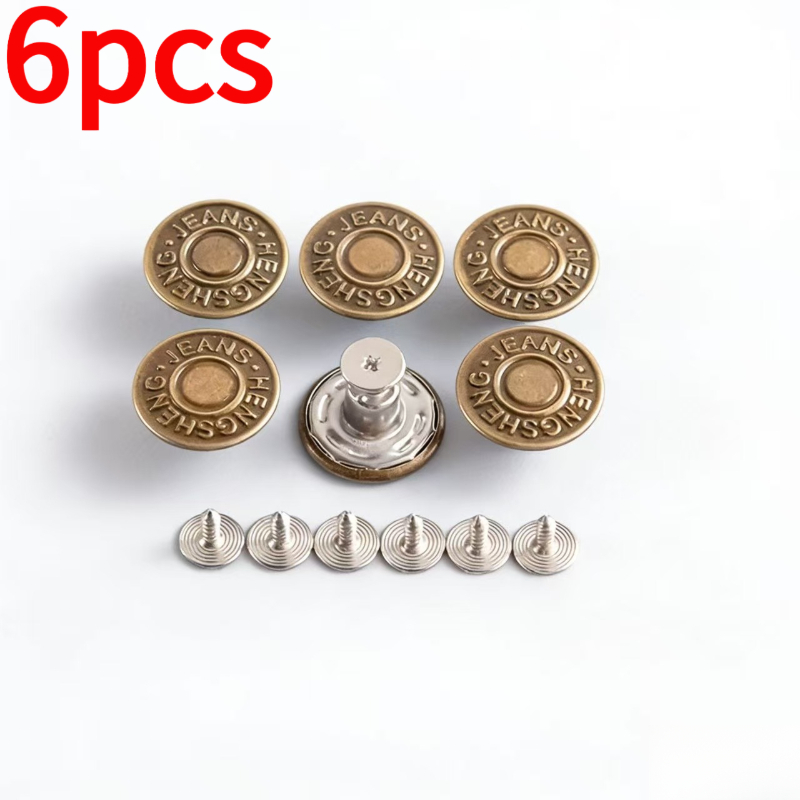 TEMU 6pcs Adjustable Detachable Seamless Jeans Button, Bronze Adjustable Jeans Button, Detachable Seamless No-sew Denim Accessory - Durable Tool For