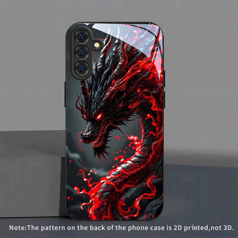 Phone Case - Phone Case - Black Dragon Pattern Phone Case Tempered Glass For Iphone 17/16/15/14/13/12/plus/pro/pro Max 17air And Xiaomi 13/14/15/pro And Galaxy S24 Plus/s23/s22ultra