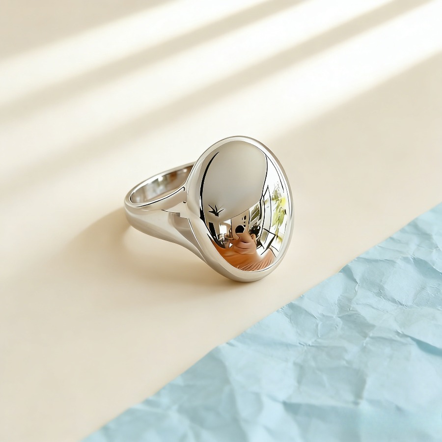 High Quality 925 Silver Anti-allergic, Glossy Anti-fading Oval Mirror Ring, Autumn And Winter With Other Lovers, Christmas Local Warehouse, Is An Exquisite Gift For Women
