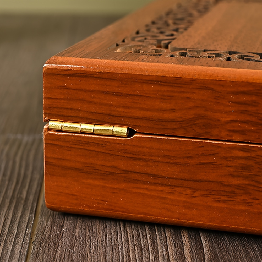 1 caja de joyería de madera lujosa con diseño tallado elegante - Almacenamiento amplio y seguro para collares y accesorios, regalo ideal para mujeres, almacenamiento de accesorios | Caja de joyería elegante | Caja de cierre seguro, cajas de joyería