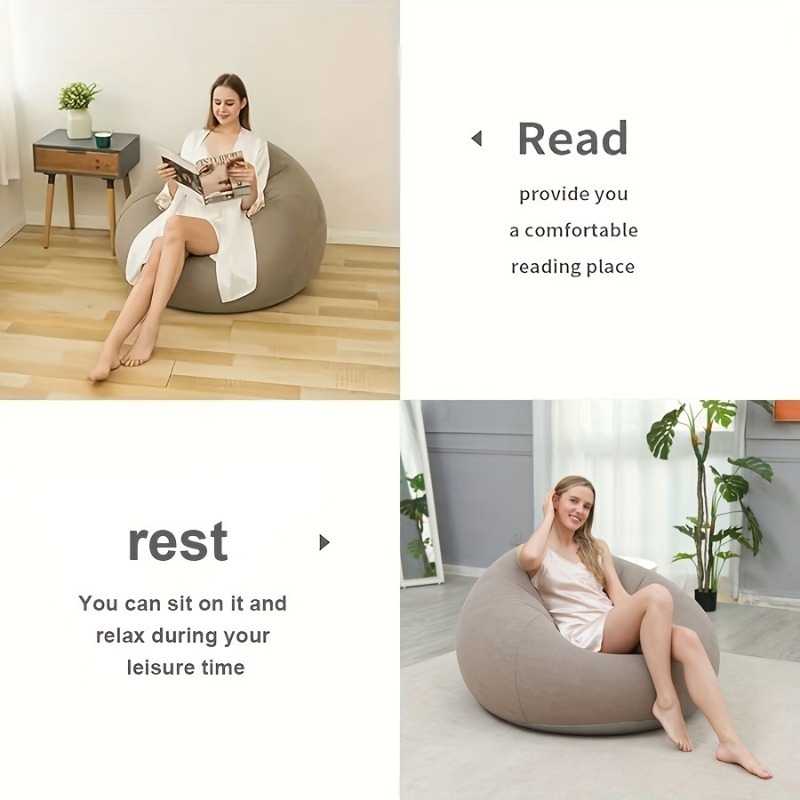 1 Extra-Large Inflatable Lounge Chair | Gray PVC Material, Portable and Foldable, Ergonomic Design, Suitable for All Seasons, Ideal for 100 Scenarios, Living Room and Outdoor Camping, Includes Free Manual Air Pump