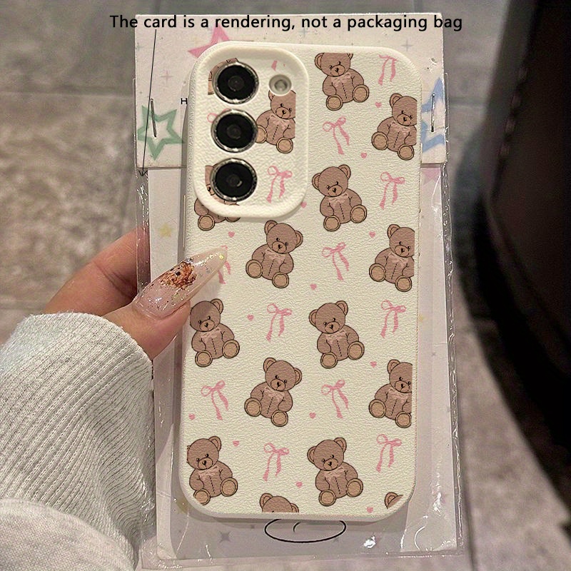 TEMU Phone Case - Cute Brown Plush For , Compatible With S22/s24/a32/a35/a55/a71/a72/s23 Ultra/s24 Ultra. Durable, Shockproof Tpu Material Protective