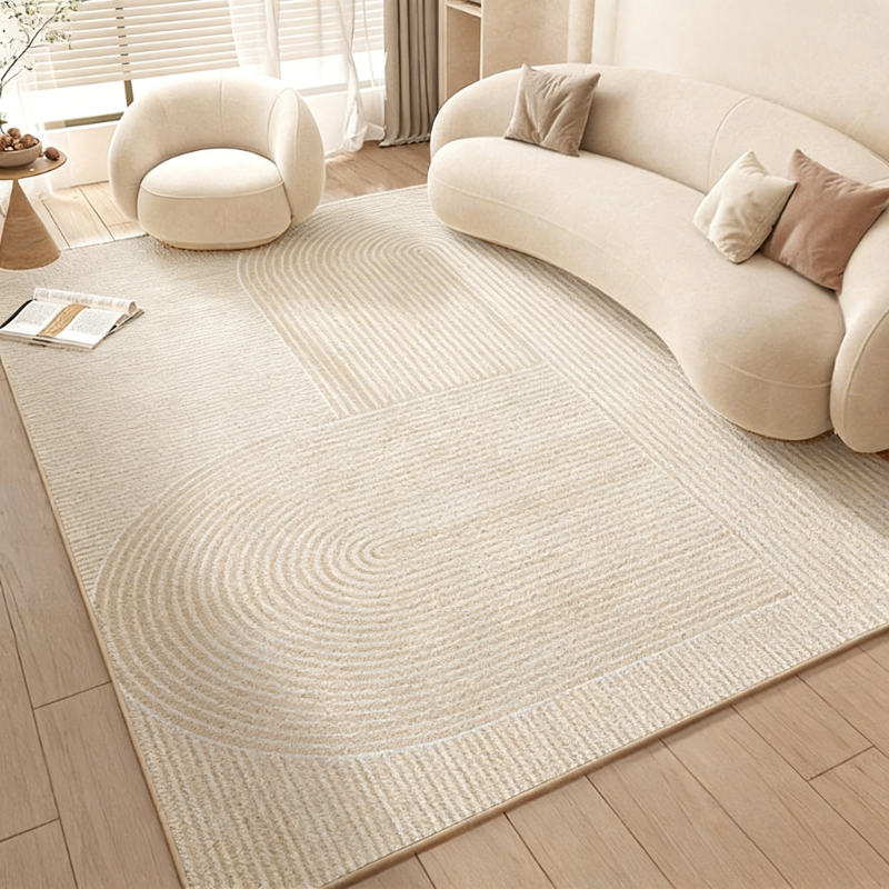 TEMU Cashmere + 900g + 9mm Ins Luxury High-end Striped Texture Bedroom Bedside Decorative Carpet Modern Minimalist Living Room Corridor Non-slip