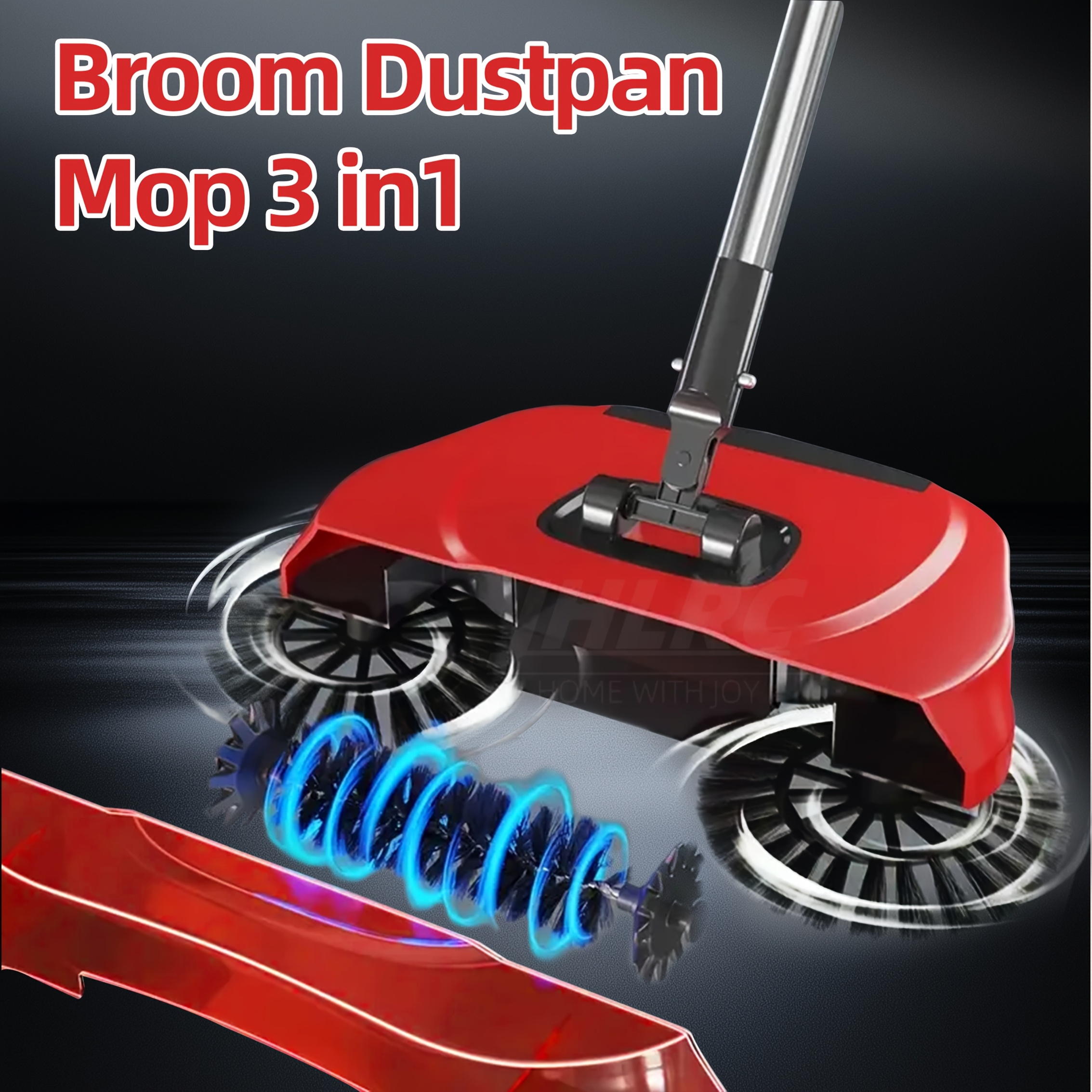 3-in-1 Cordless Dust Push Broom, Dustpan, and Mop Combo, Vacuum Cleaner Set, Long Handle Design, Durable Plastic, Suitable for Hardwood Floors and Tiles - Space-Saving Multi-Functional Household Cleaning Tool, Efficient Design, Easy to Clean Pet Hair