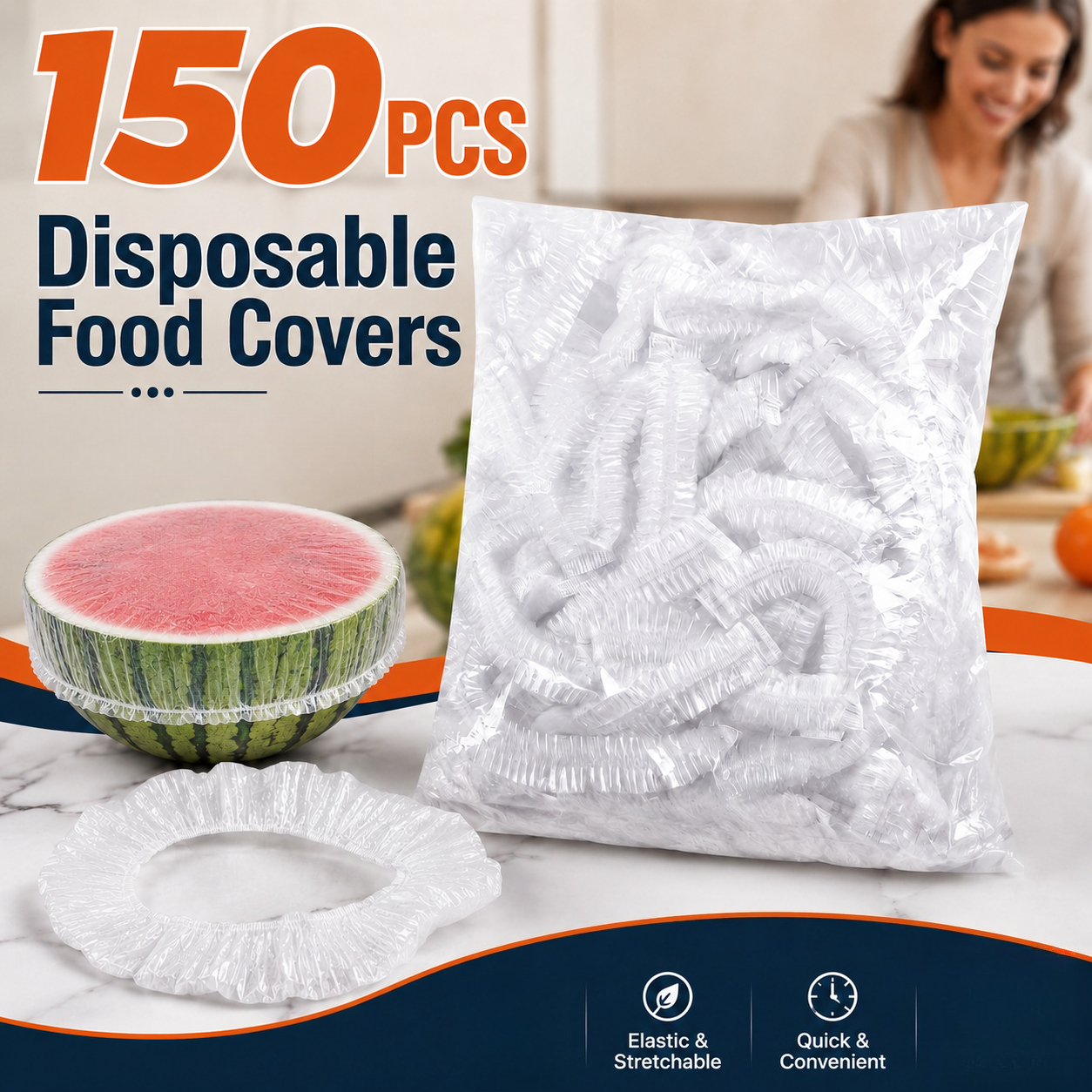 TEMU 150 Pezzi Copri Alimenti Elasticizzati, Sacchetti Antiodore per la Conservazione, Uso in Frigorifero per Tavolo da Cucina, Conservazione di ,