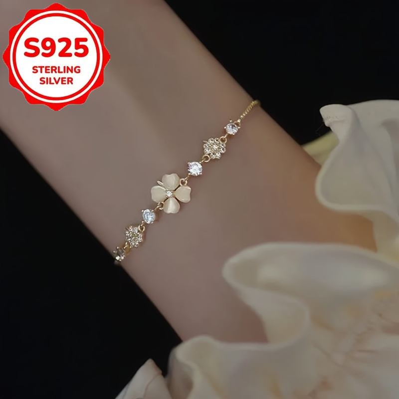 clover bracelet silver sold on Temu United States