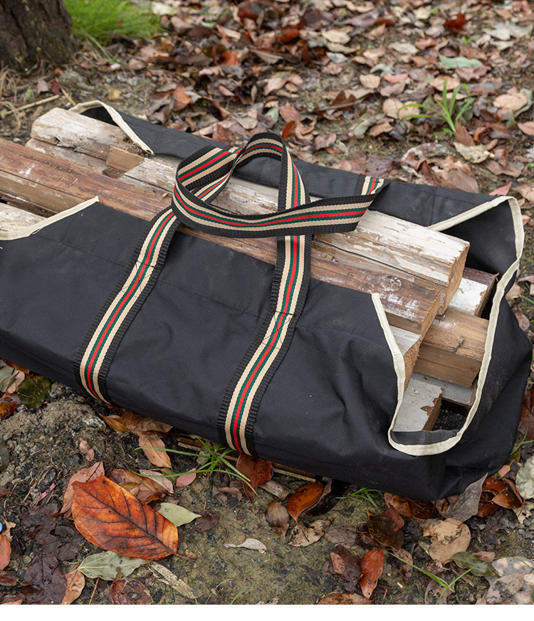 1pc   horn material firewood carrying bag outdoor portable   wood storage sack for fireplace   firewood pack with secure straps details 7