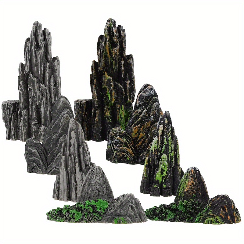 

8pcs Miniature Zen Bonsai Decor, Resin Garden Finials, Landscape Theme, No Electricity Or Battery Needed, Decorative Accessories For Planter Glass