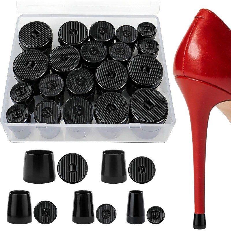 TEMU 20pcs High Heel Heel Protectors In 5 Sizes, Anti-slip Noise-reducing Wear-resistant Heel Replacement Pads, Outdoor Party Heel Accessories