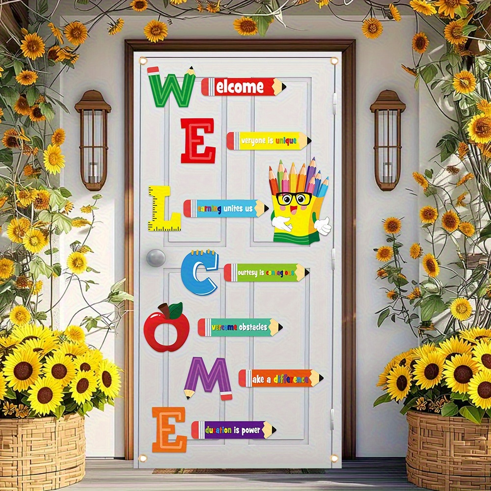 Klassenzimmer Pinnwand Dekorationsset 'Welcome' - Bunte Bordüren, Herzen & Figuren Für Kindergarten, Schule & Vorschule
