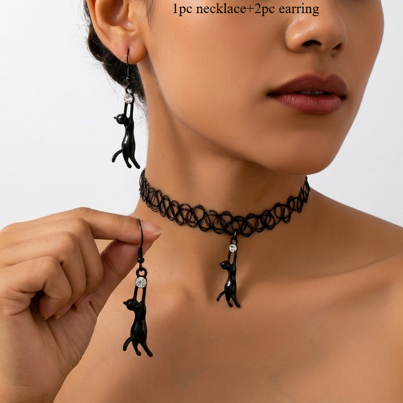 TEMU Ensemble de bijoux pour femmes, style gothique créatif, avec pendentif et ligne de pêche élastique (inclus collier et boucles d'oreilles), idéal