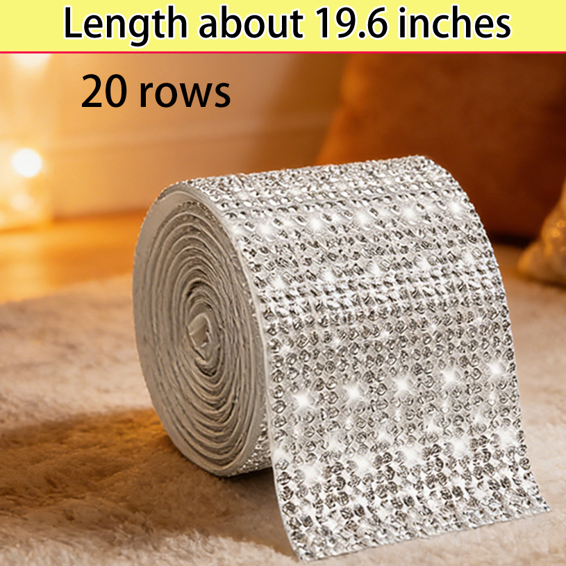 TEMU 1 Roll Self-adhesive Rhinestone Strip Suitable For Crafts, Cars, Gifts - Sparkling Sheets With Instant , No Glue Needed For Diy Making, Clothing