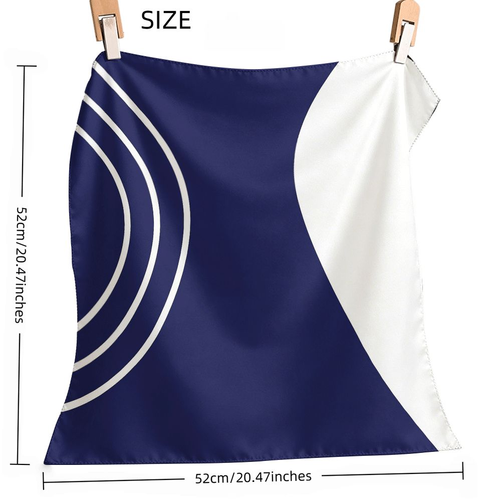 TEMU 1pc Printed Square Scarf, Blue White Geometric Pattern 52 X 52cm/20.47 X 20.47inches Handkerchief, Soft And Comfortable, Perfect For Daily Wear,