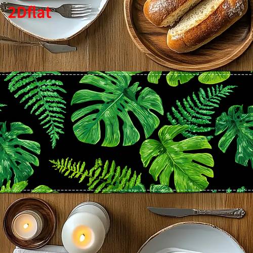 1pc 2d flat tropical plant printed tablecloth style suitable for summer and dining table decoration is ideal for family parties and indoor or outdoor decor such as in the foyer on coffee tables