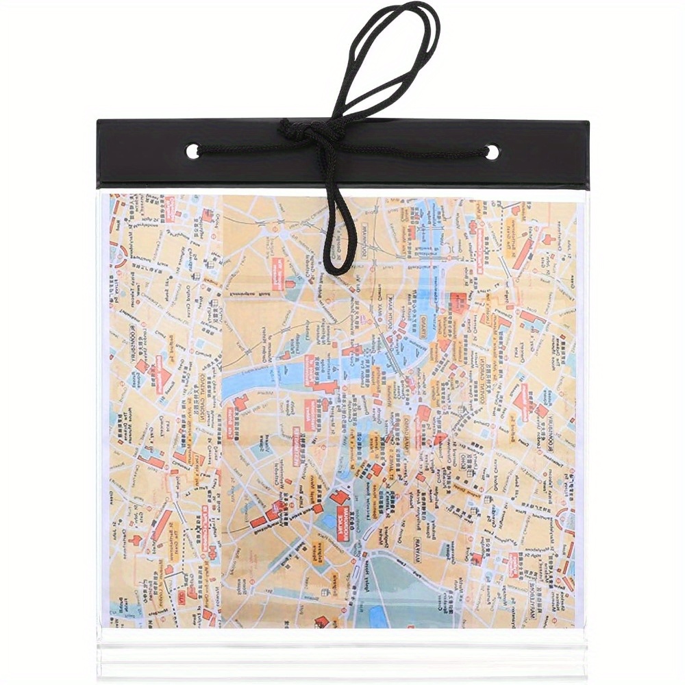 TEMU Waterproof A4 Map Holder For Hiking - Transparent Foldable Case With Clear Window, Lanyard & Durable Plastic Cover - Outdoor Navigation