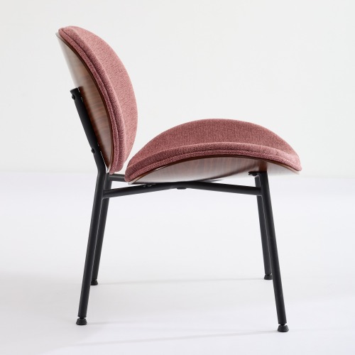 Mid-Century Modern Shell Chair - Single Side Accent Lounge Chair with Wide Walnut Wood Finish Shell & PU, Curved Wide Suitable for /Outdoor Use - Easy-Clean Cover, Assembly Required (for,, Bedroom)