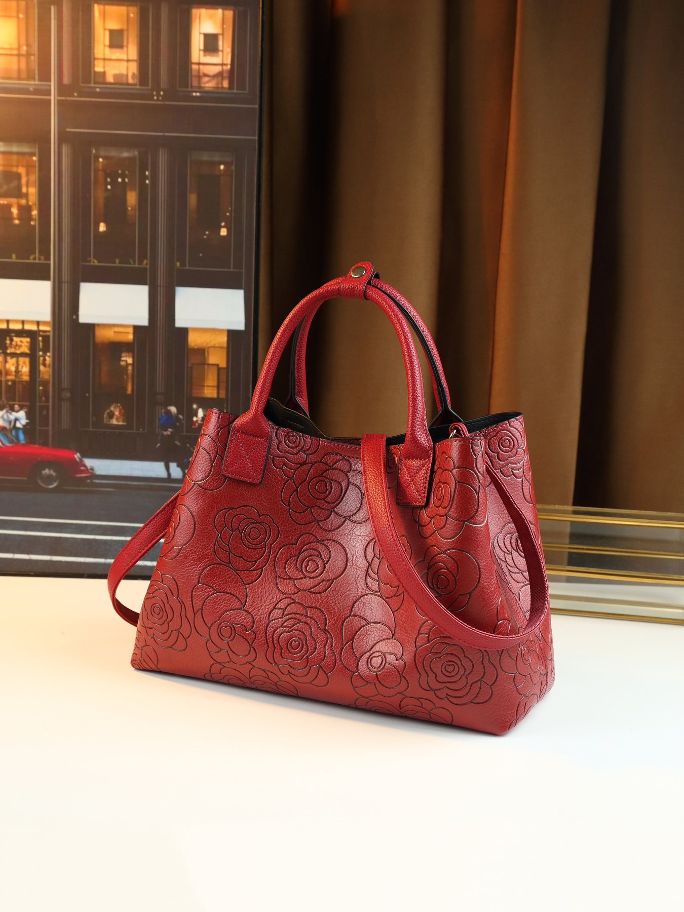 Red Bucket Bag side profile