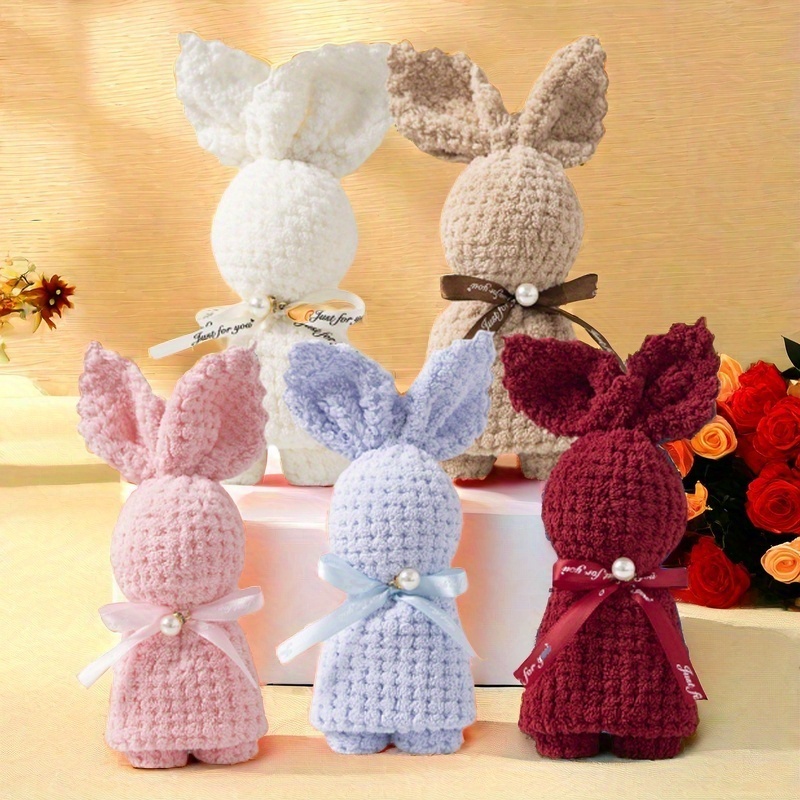 

5pcs Bunny-shaped Coral Fleece Towel Set - Soft & Absorbent Decorative Fingertip Towels With Pearl Accents, Ideal For Easter Gifts & Everyday Use In Kitchen/bathroom