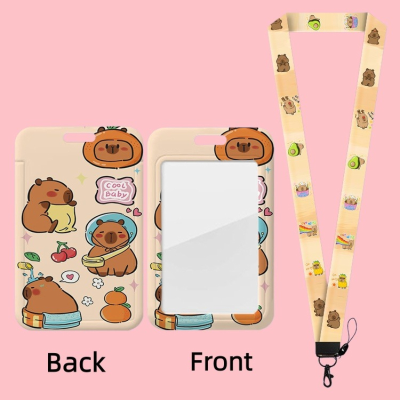 TEMU Porta Carte con Cordino Singolo 2D con un Design a Animati, per Metro, Controllo degli Accessi, Bus, Carte di Ritiro Scolastico e Badge da