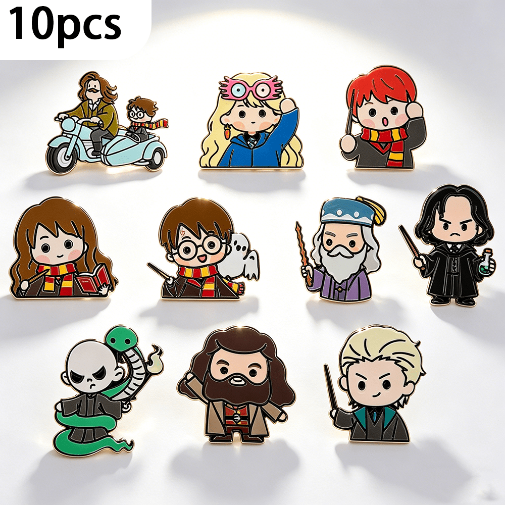 TEMU 10pcs Cartoon Anime Brooch Cute Harry Potter Pin Metal Badge Jewelry Clothing Backpack Additions Gifts, Christmas Gift
