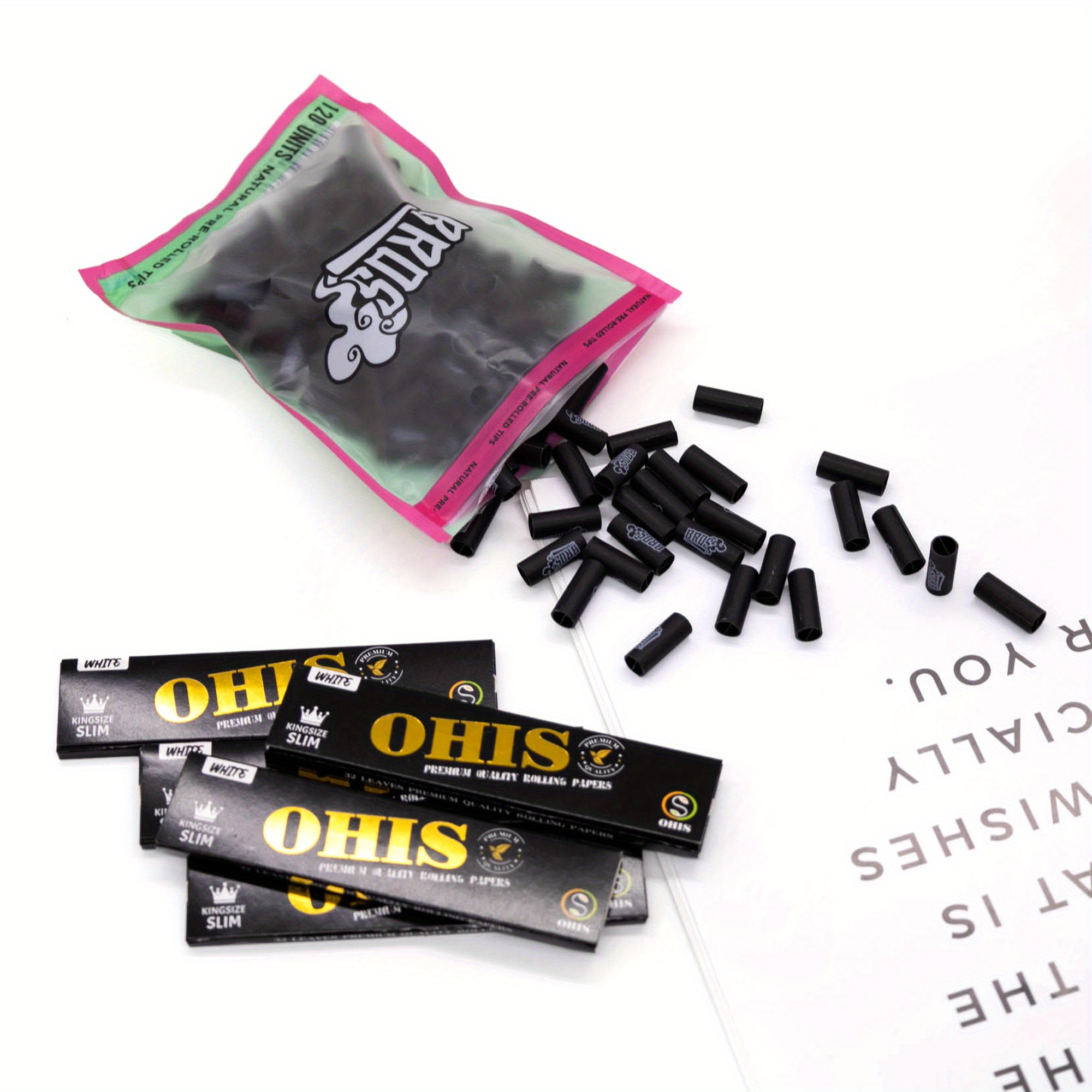 Bag filter with rolling papers, 120pcs bag filter, 110mm large rolling papers, 32 pages per book, 3 combinations available, moking accessories, suitable for Parties, daily use, birthday gifts for friends, Christmas gifts.