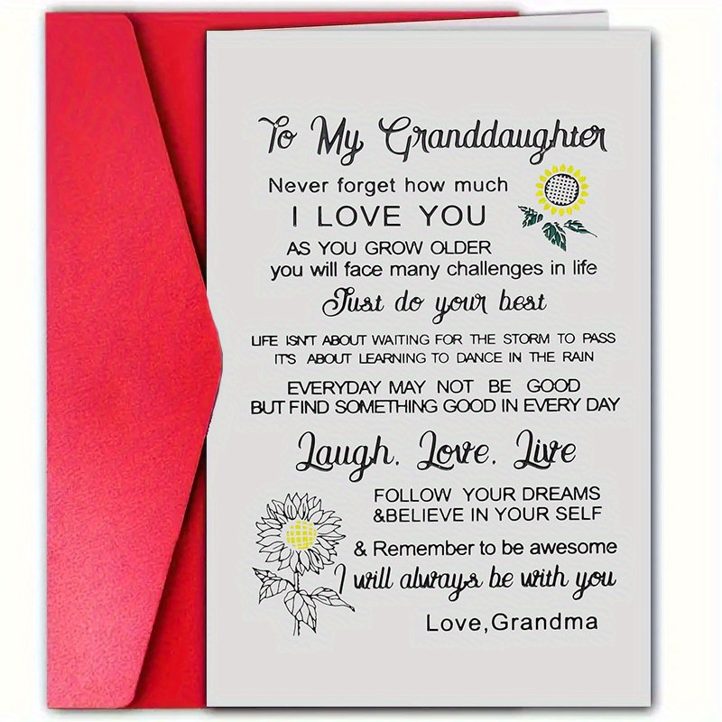 

1pc Inspirational For Granddaughter - Encouraging , Universal , , 12cm*18cm, Challenges, , Pursue , Remembered