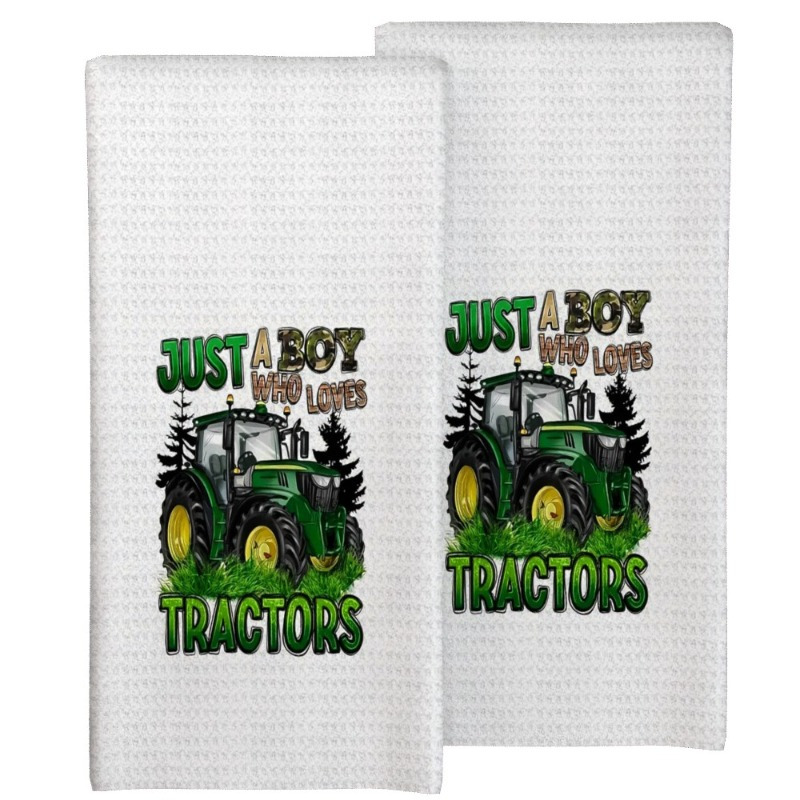 

2pcs Modern Cartoon Tractor Design Polyester Kitchen Towels, Super Dish Cloths, Machine Washable, 18x26 Inches, For Cleaning & House Decor