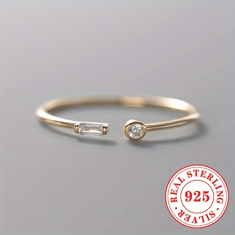 Image of 1pc Of Ring S925 Sterling Easy Inlaid Synthetic Zirconia Stackable Ring Women' Casual Party Wear Versatile Jewelry