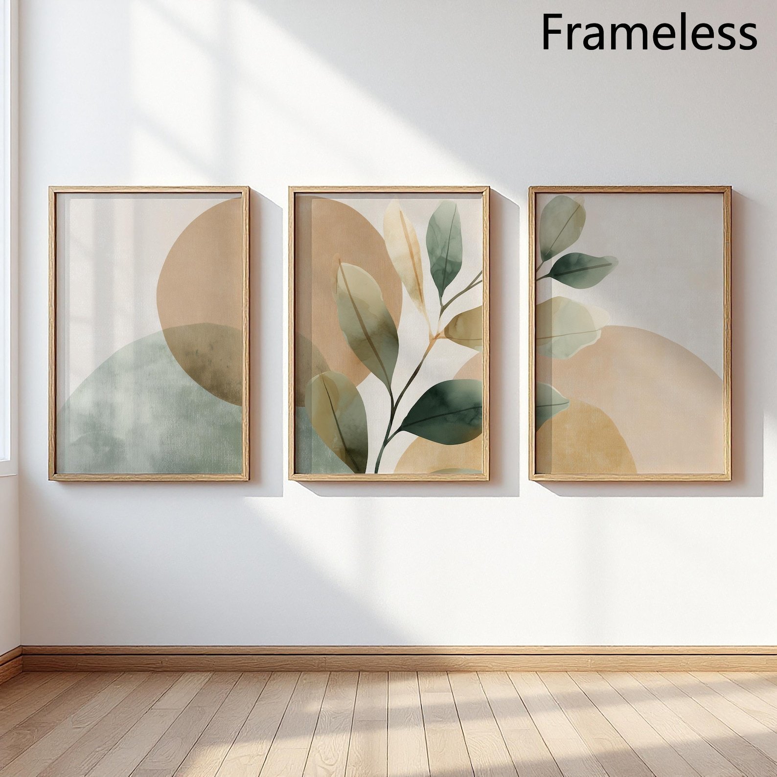 TEMU da parete 2D piatto, 2D piatto 3 pezzi con foglie botaniche, stampe botaniche astratte beige , regalo decorativo moderno minimalista scandinavo