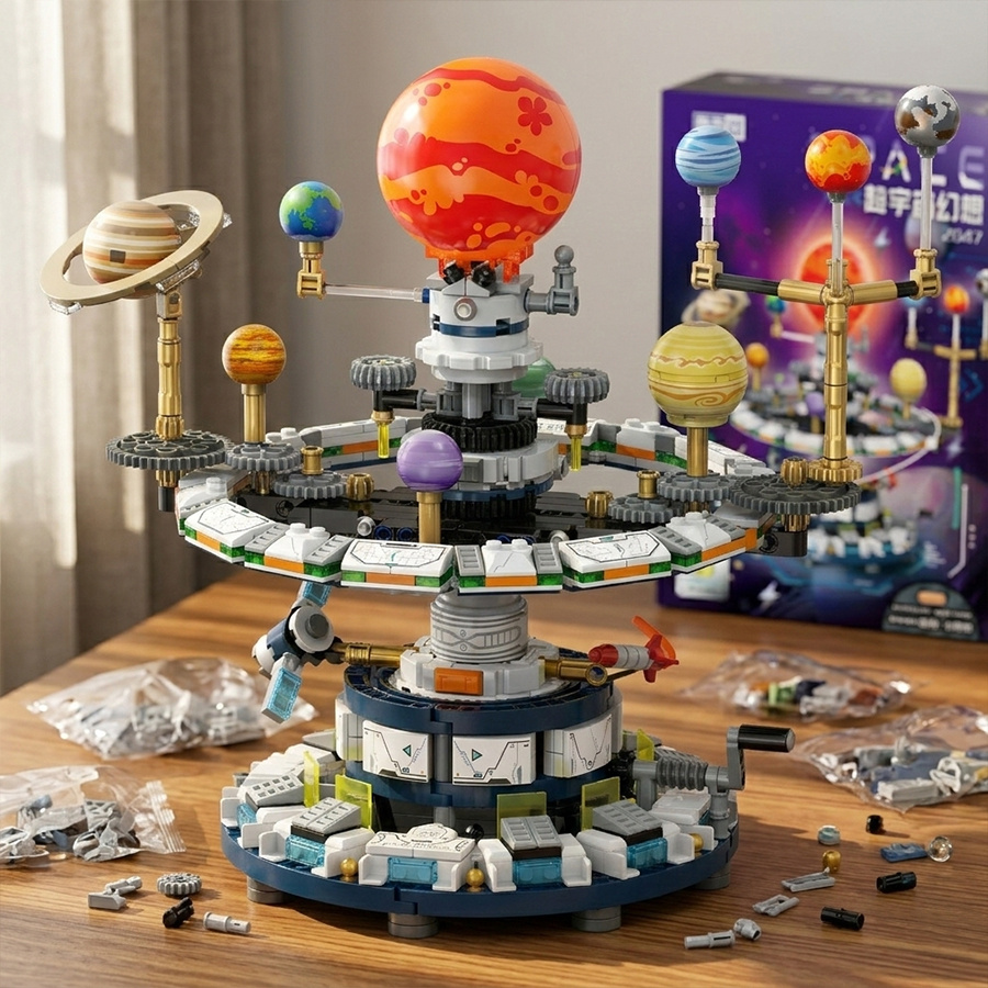 mini building blocks a mechanical gear planetarium of the solar system with a   orbit system   stem educational assembly toy for astronomy suitable as birthday and christmas gifts
