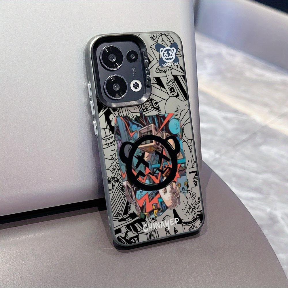 TEMU A Trendy And Luxurious Graffiti Bear Street Style Phone Case Designed For Oppo Reno 13, 12, 11 Pro, F 13f, 12f, 11f, 10 5g, Featuring A Creative