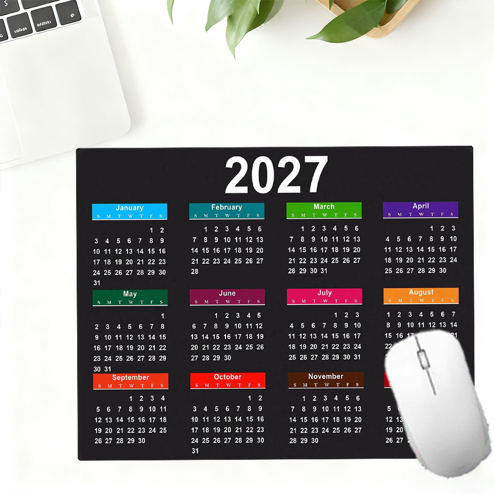 TEMU Tapis de Compact - Édition Calendrier 2027, Idéal pour Bureau, Télétravail, Utilisation et Accessoire de Clavier d'Ordinateur